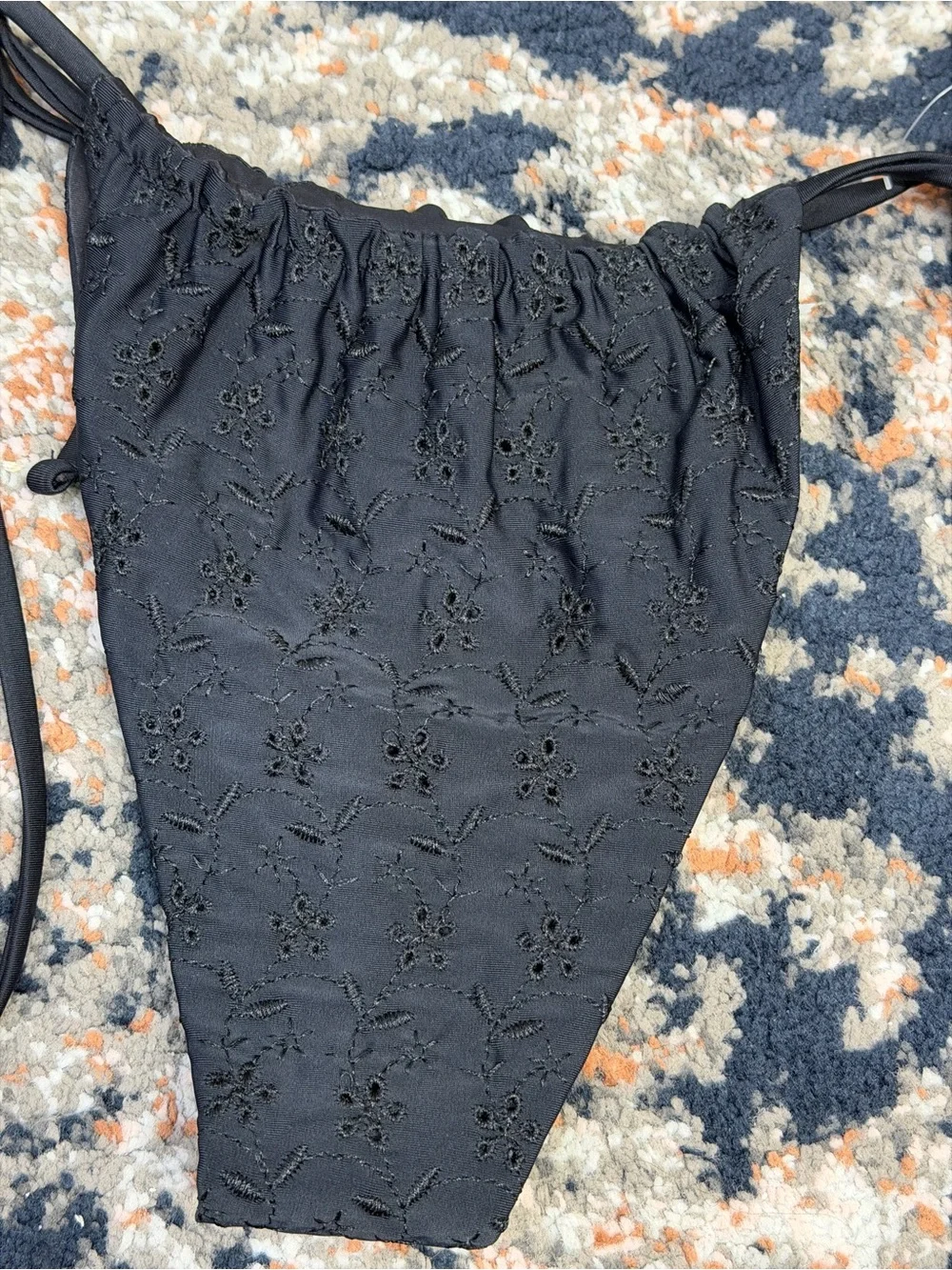 NWT Frankie’s Bikinis ‘Tia’ Eyelet Side Tie Bikini Bottoms in Black Size Large